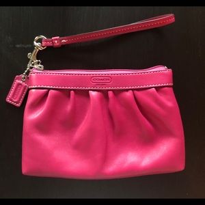 COACH pink leather wristlet